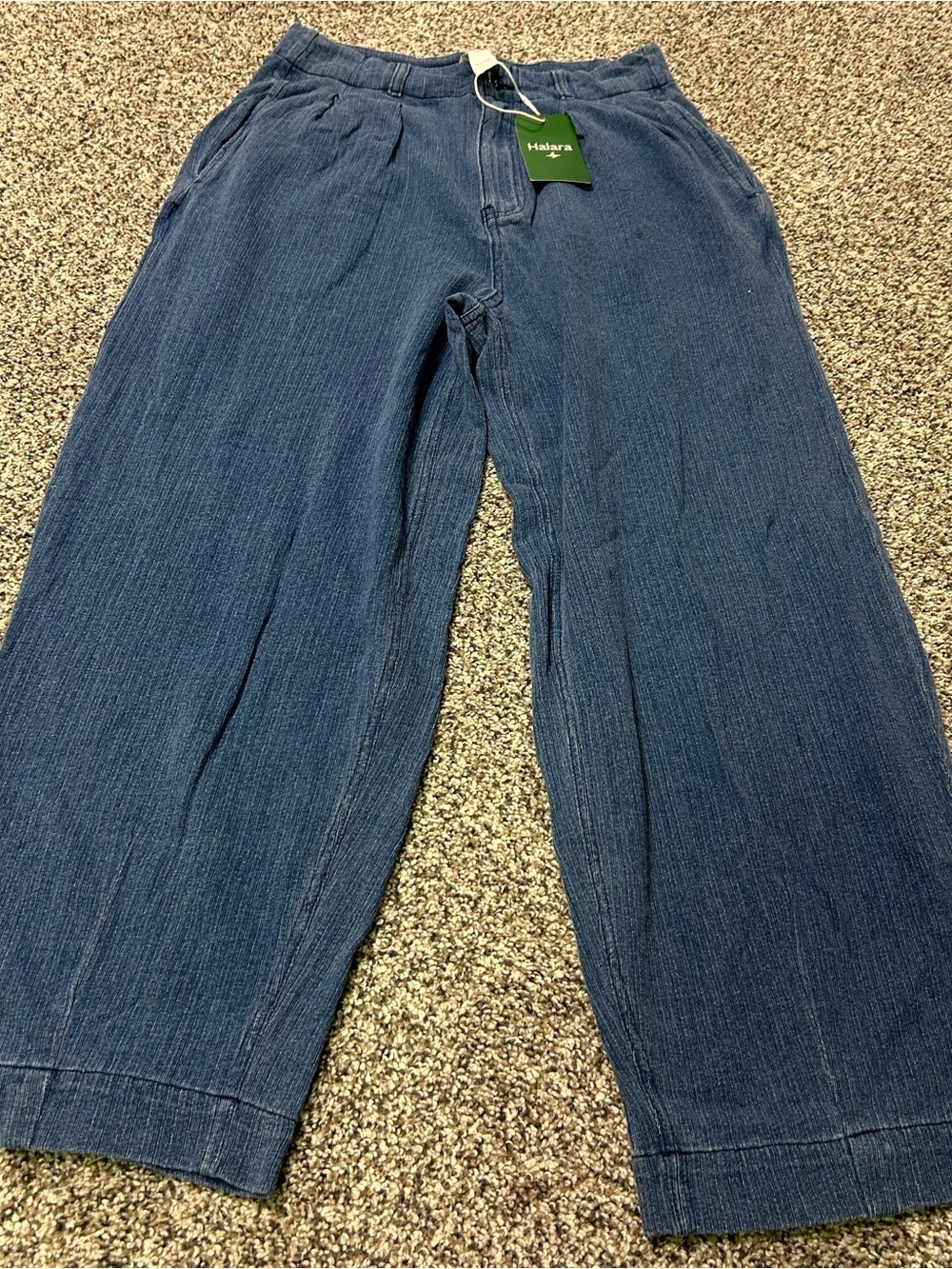 Halara Wide Leg Jeans Women Small Blue Pleated High Waisted Denim Baggy Y2K